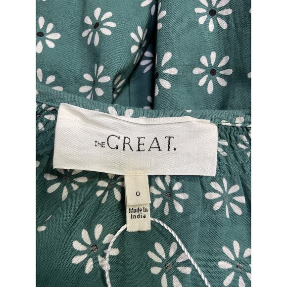 The Great. 'The Dakota' Green Tie-Waist Midi-Dress Size 0 - Picture 4 of 5